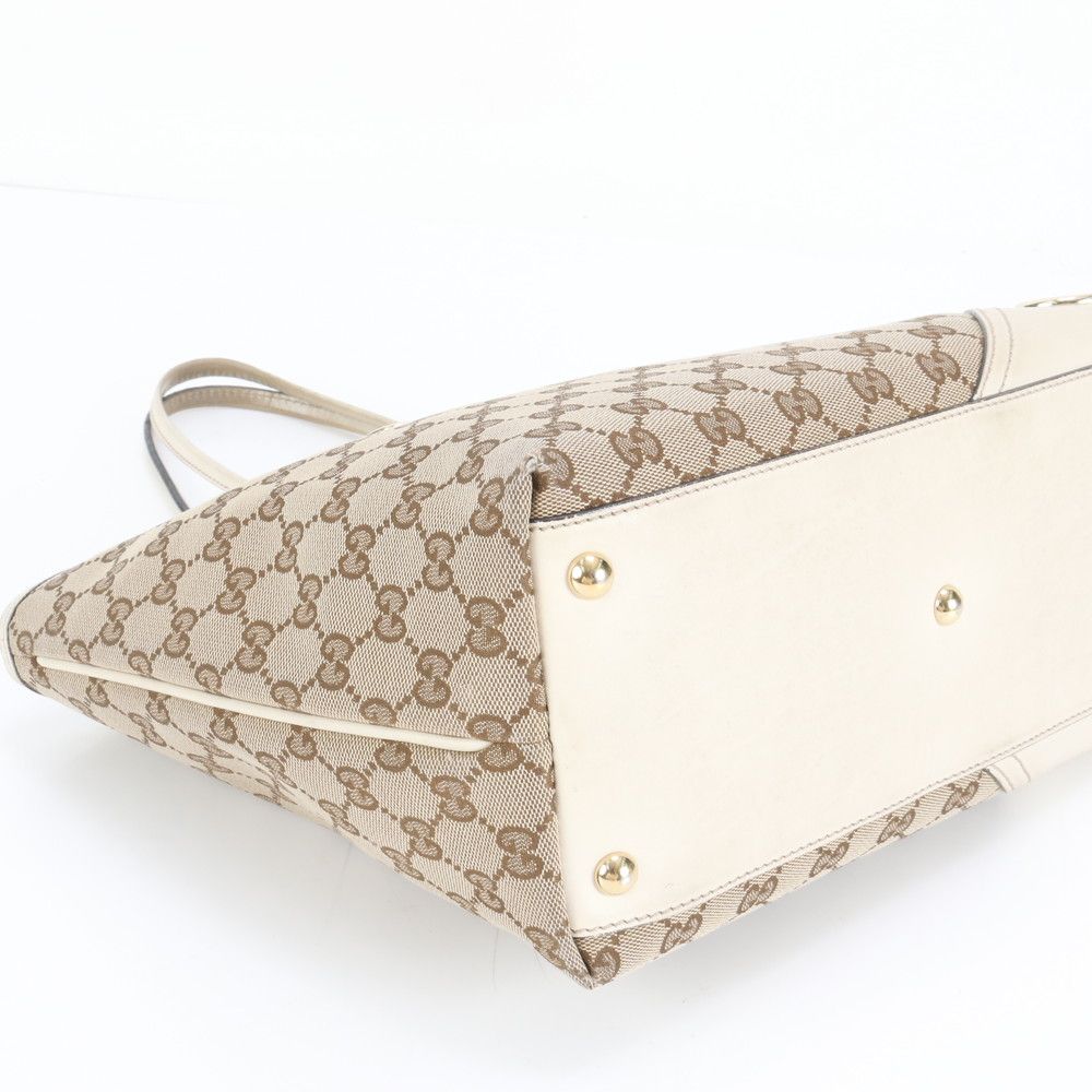 美品 グッチ GG キャンバス ニューブリット レザー トート バッグ