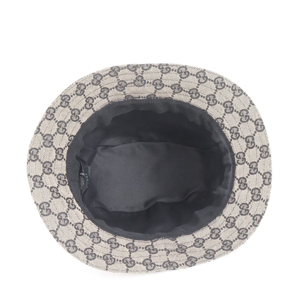 新品同様 グッチ GG キャンバス ロゴ プレート バケット ハット バケハ