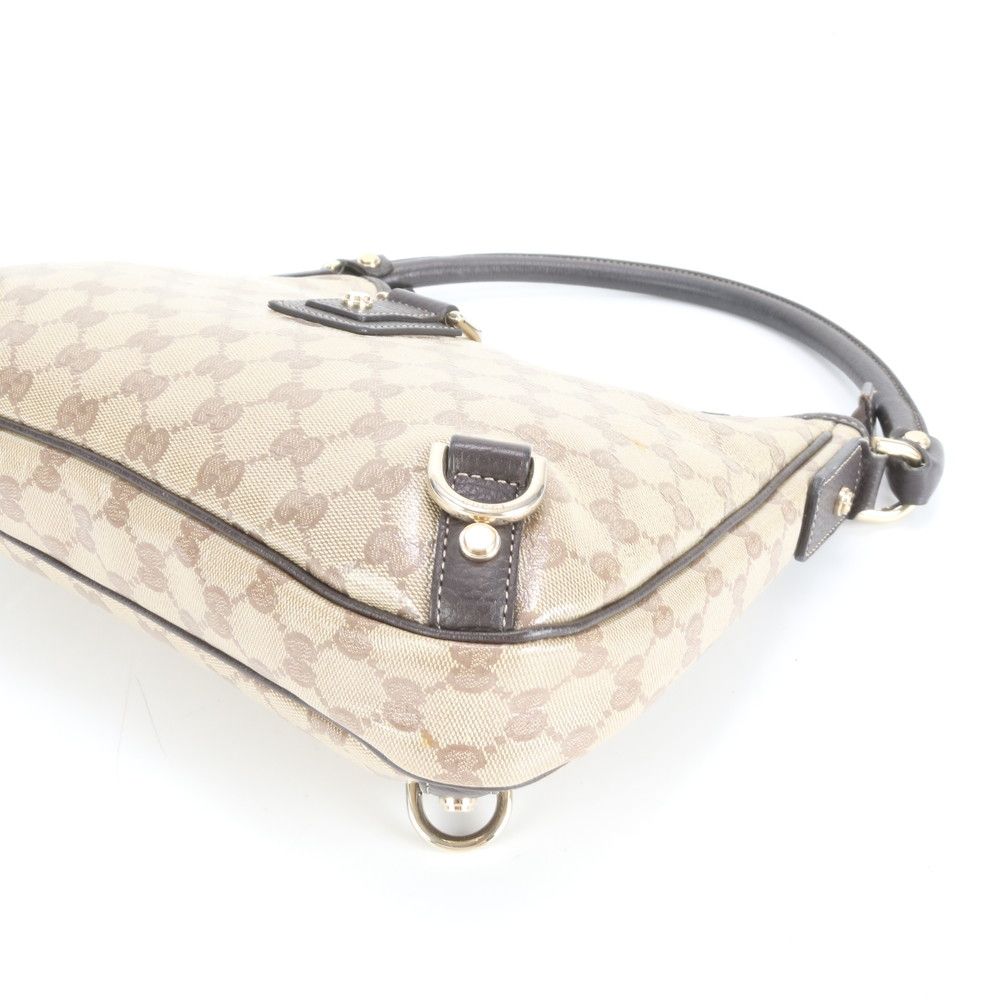 GUCCI / ショルダーバッグ_アビー/レザー/WHT 極美品 グッチ GG クリスタル アビー レザー ショルダーバッグ 肩掛け