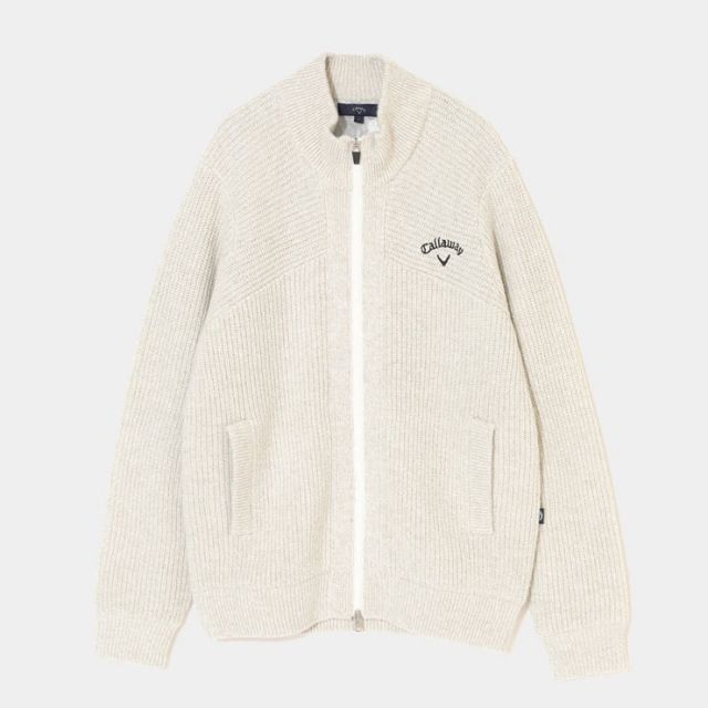 Callaway ゴルフウェア　ホワイト ジップアップセーター　3Ｌ Callaway ゴルフウェア ホワイト ジップアップセーター 3L