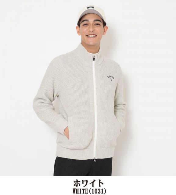 種類3：ホワイト(1031)/LL キャロウェイ 裏地付き 畦編み フルジップ
