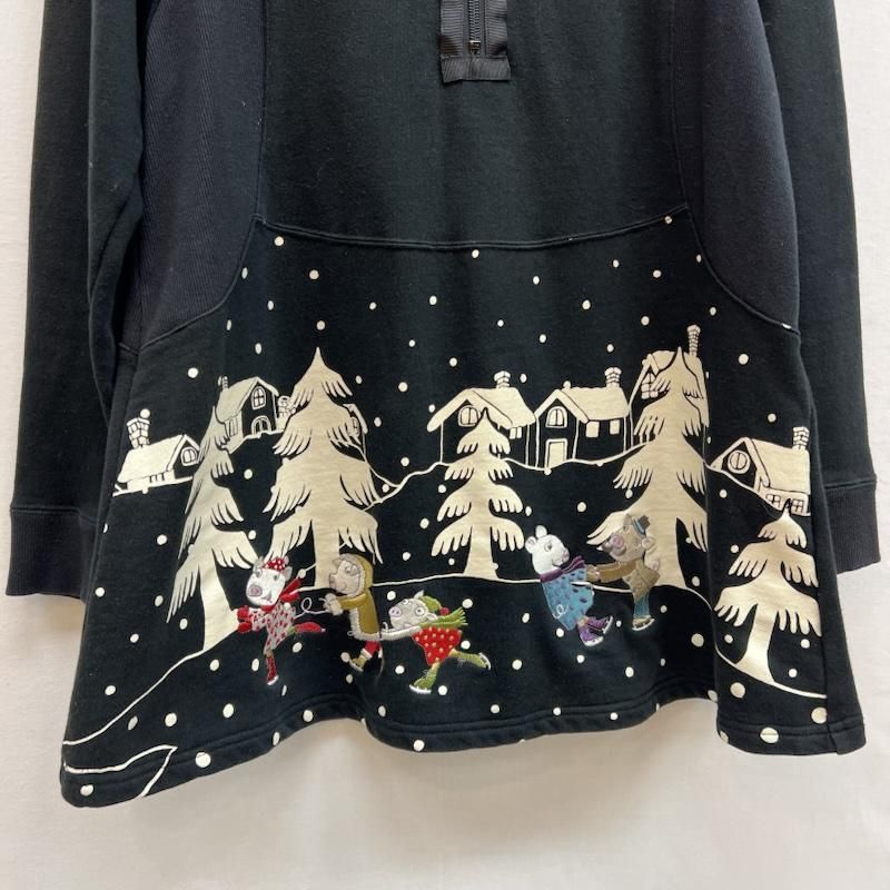 アルベロベロ ハーフジップ スウェット ぶたさん刺繍 レディース