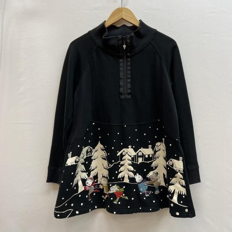 アルベロベロ ハーフジップ スウェット ぶたさん刺繍 レディース