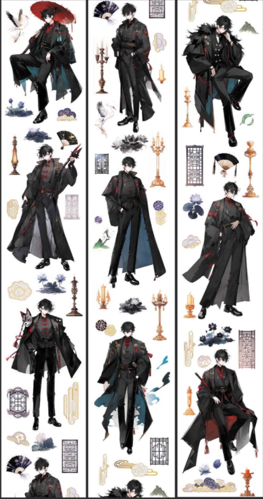 贝壳光 6cm×10m 云归鹤 海外マスキングテープ 海外マステ 人物 男性