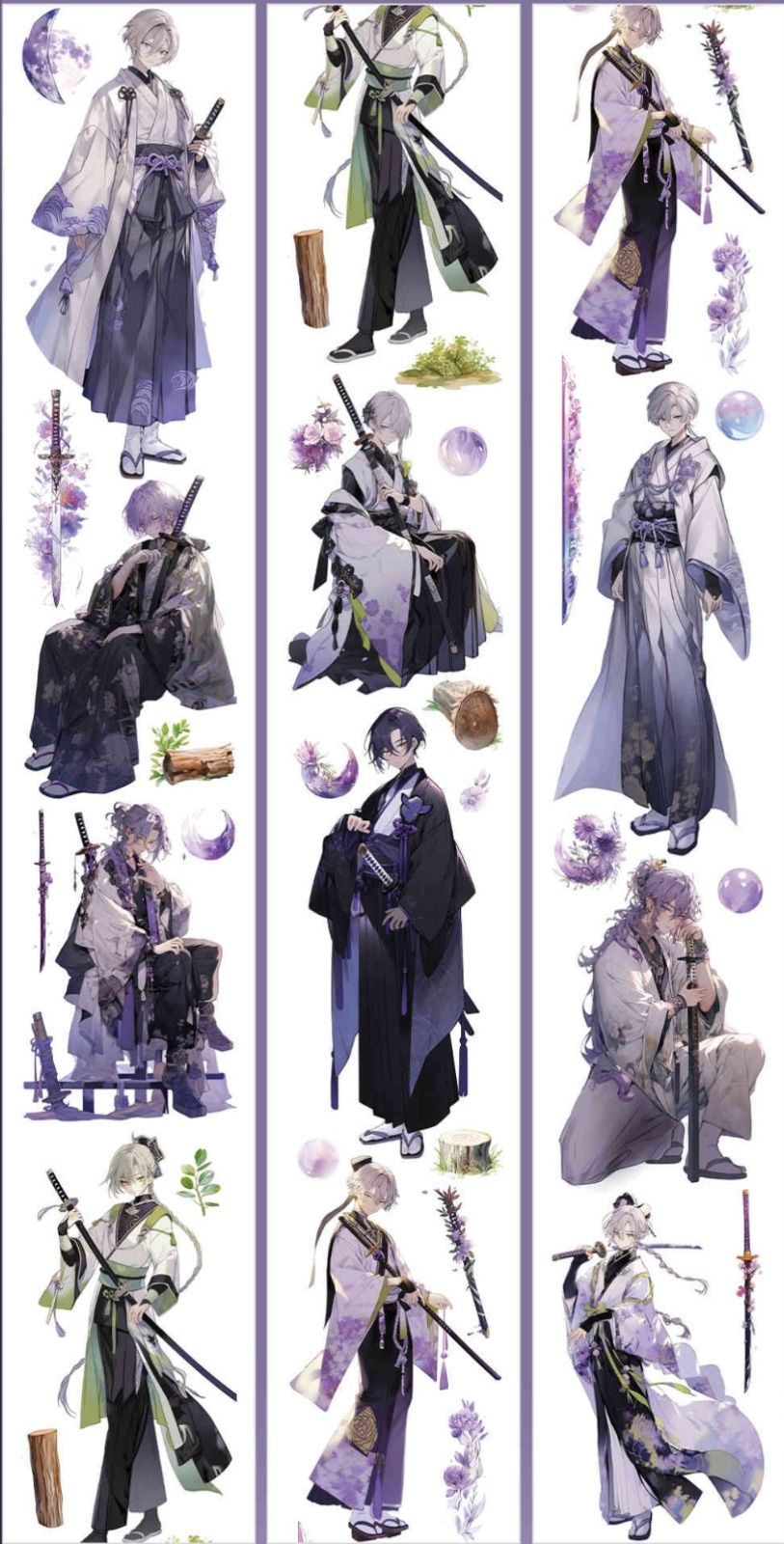 贝壳光 6cm×10m 无名剑客 海外マスキングテープ 海外マステ 人物 和服