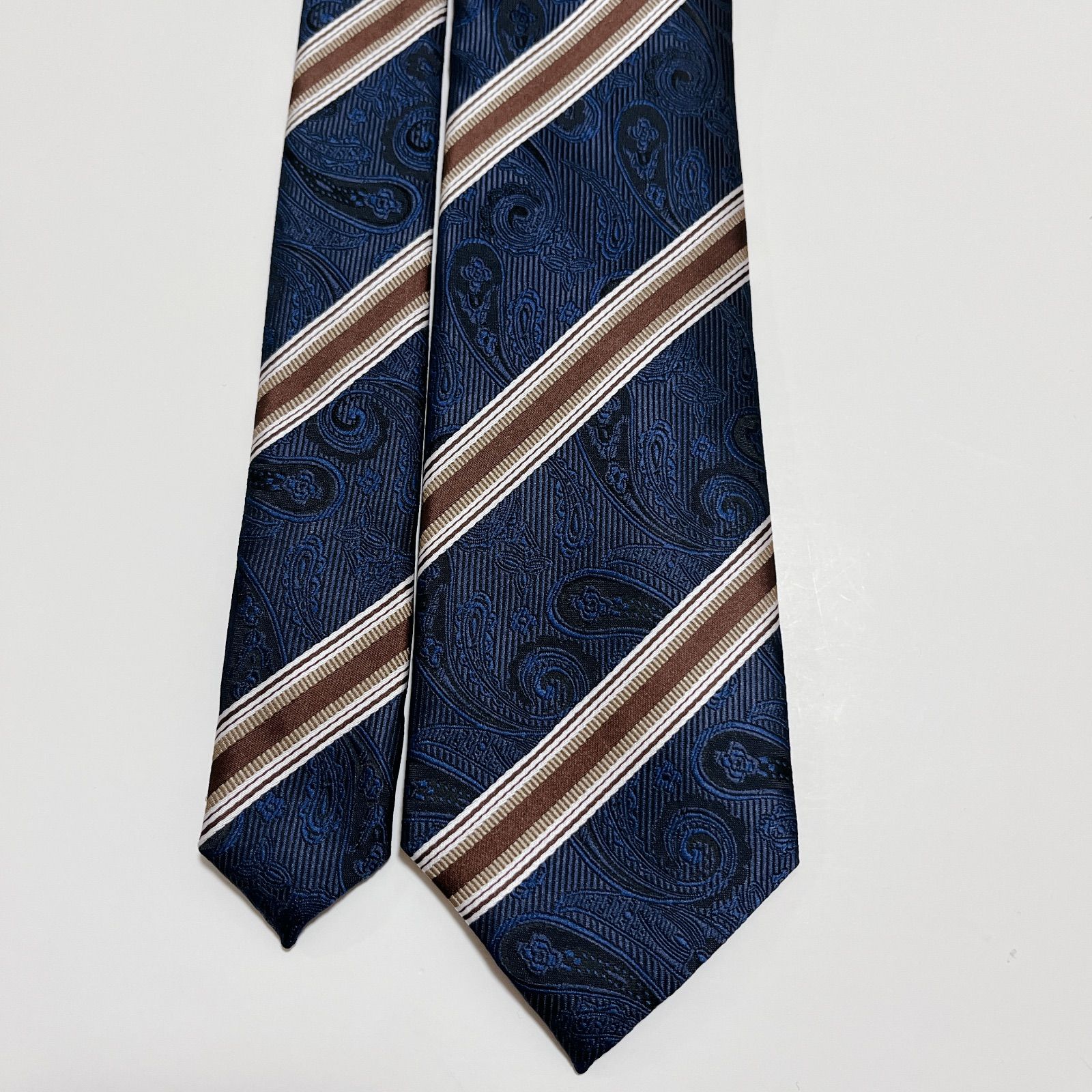 美品 ランバン ネクタイ ハイブランド ペイズリー柄 光沢 ジャガード