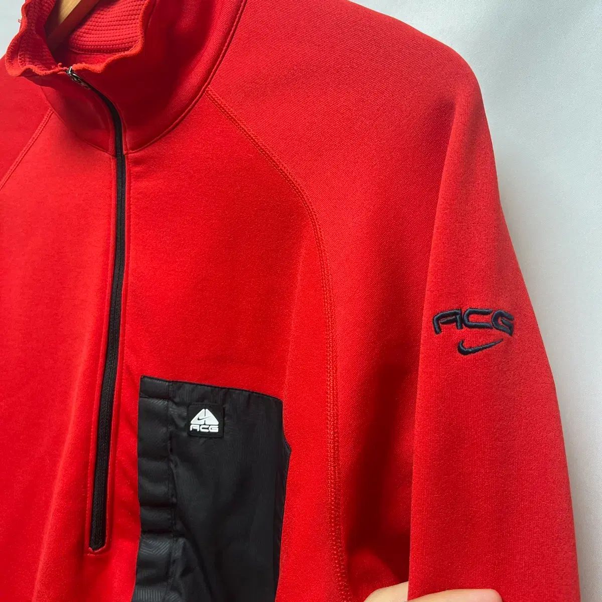 正規品/L NIKE ナイキ ACG 起毛 フリース レッド ハーフジップ ハーフ