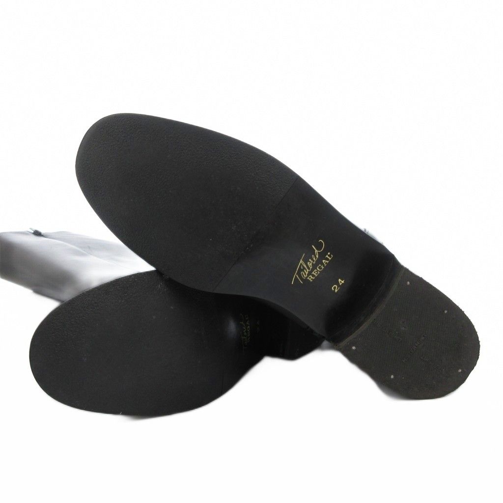 リーガル REGAL ロングブーツ レザー 本革 24cm 黒 ブラック サイド