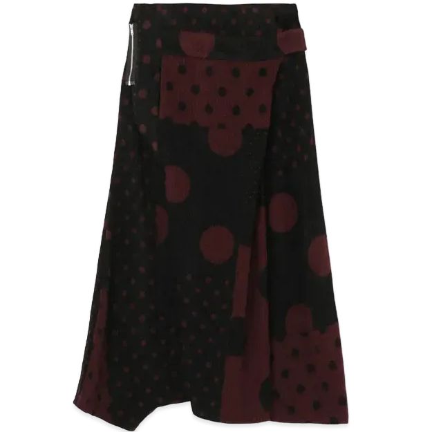 Yohji Yamamoto Y s｜ヨウジヤマモト ワイズ KNIT DOT PATCHWORK PRINT SARROUEL PANTS ドット ニット アシンメトリー サルエルパンツ