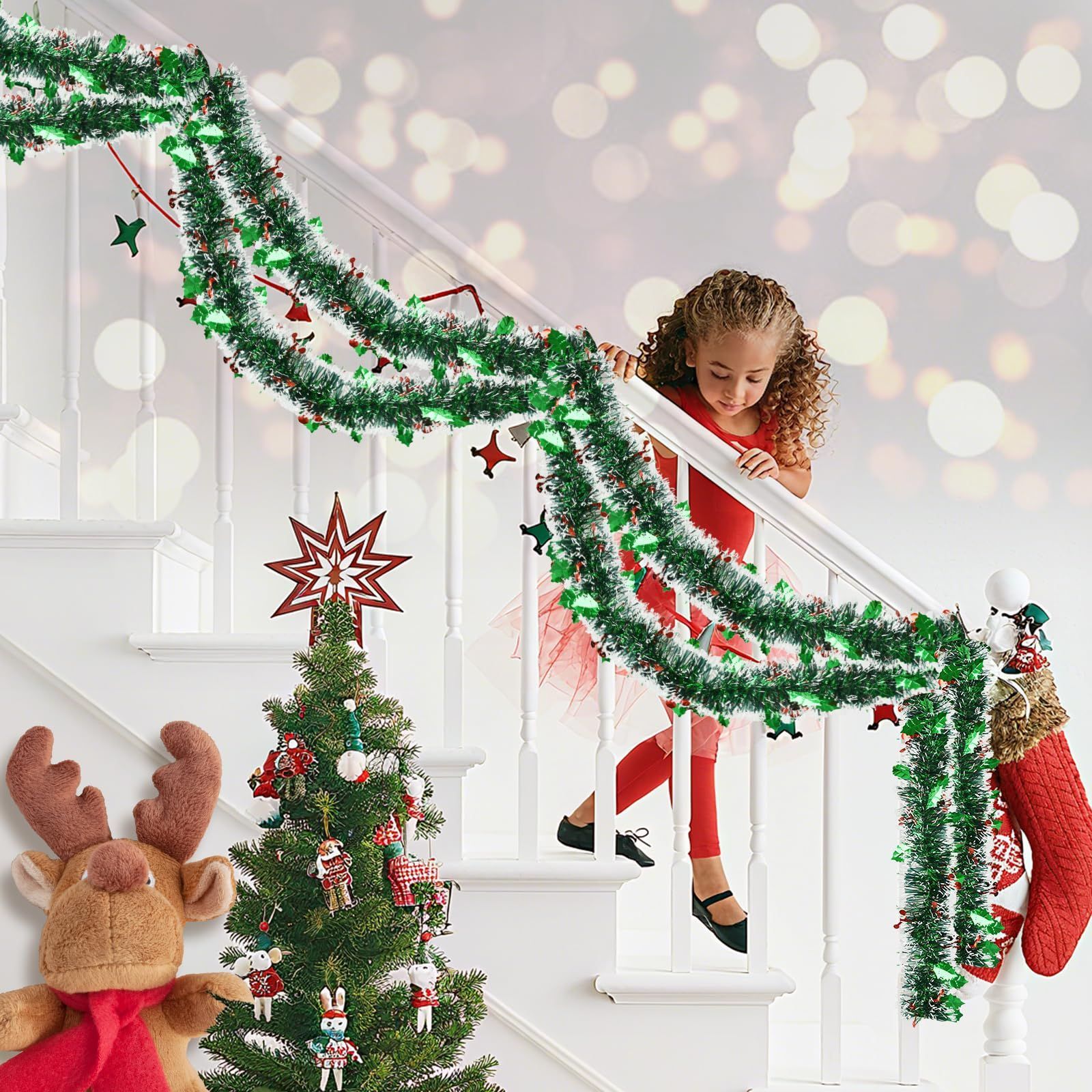 クリスマス 飾り モール クリスマスガーランド 6本セット 12m