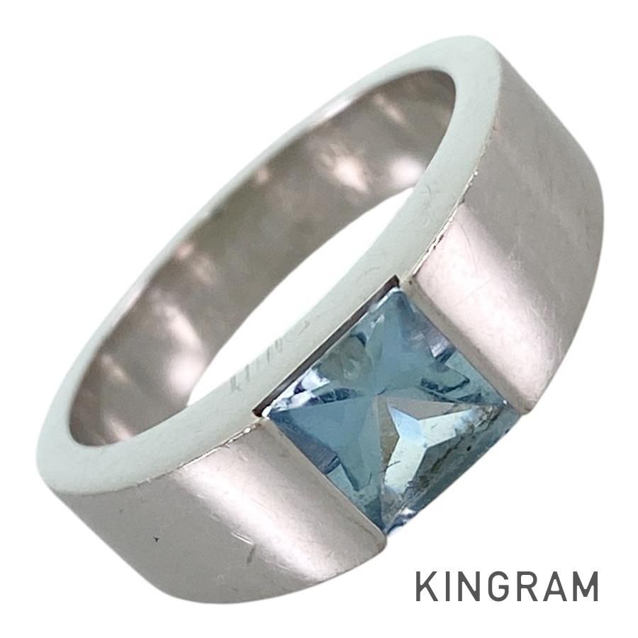 カルティエ Cartier タンク K18WG アクアマリン 13号 53 リング sss