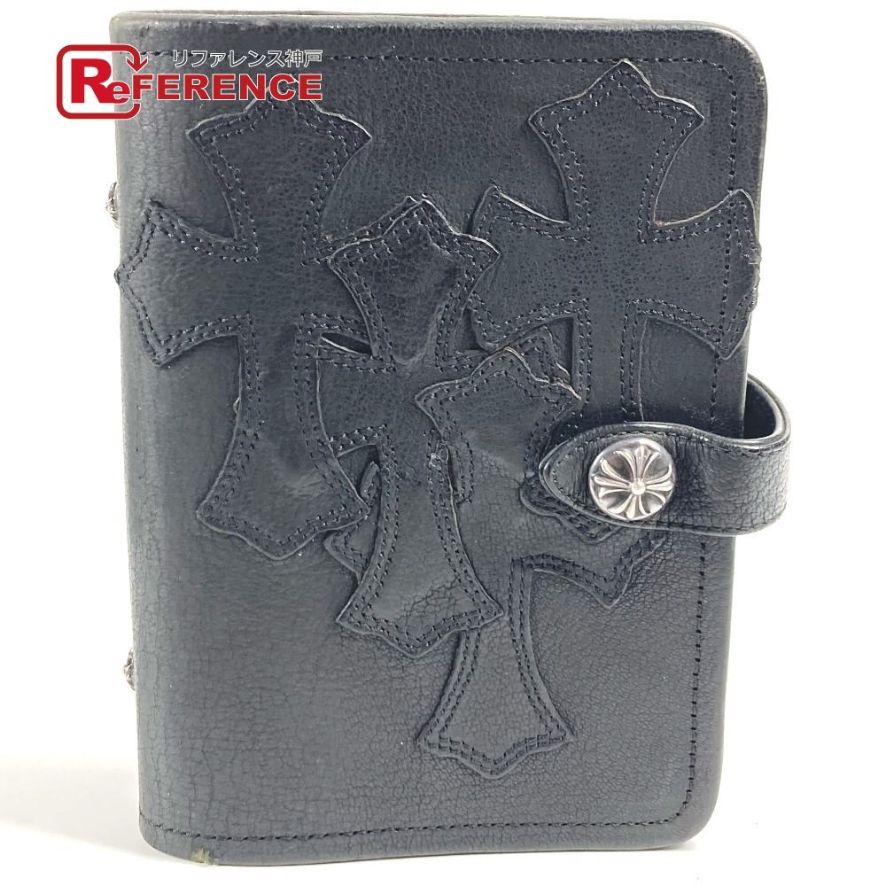 CHROME HEARTS クロムハーツ 手帳カバー セメタリークロス ロゴ レザー ブラック