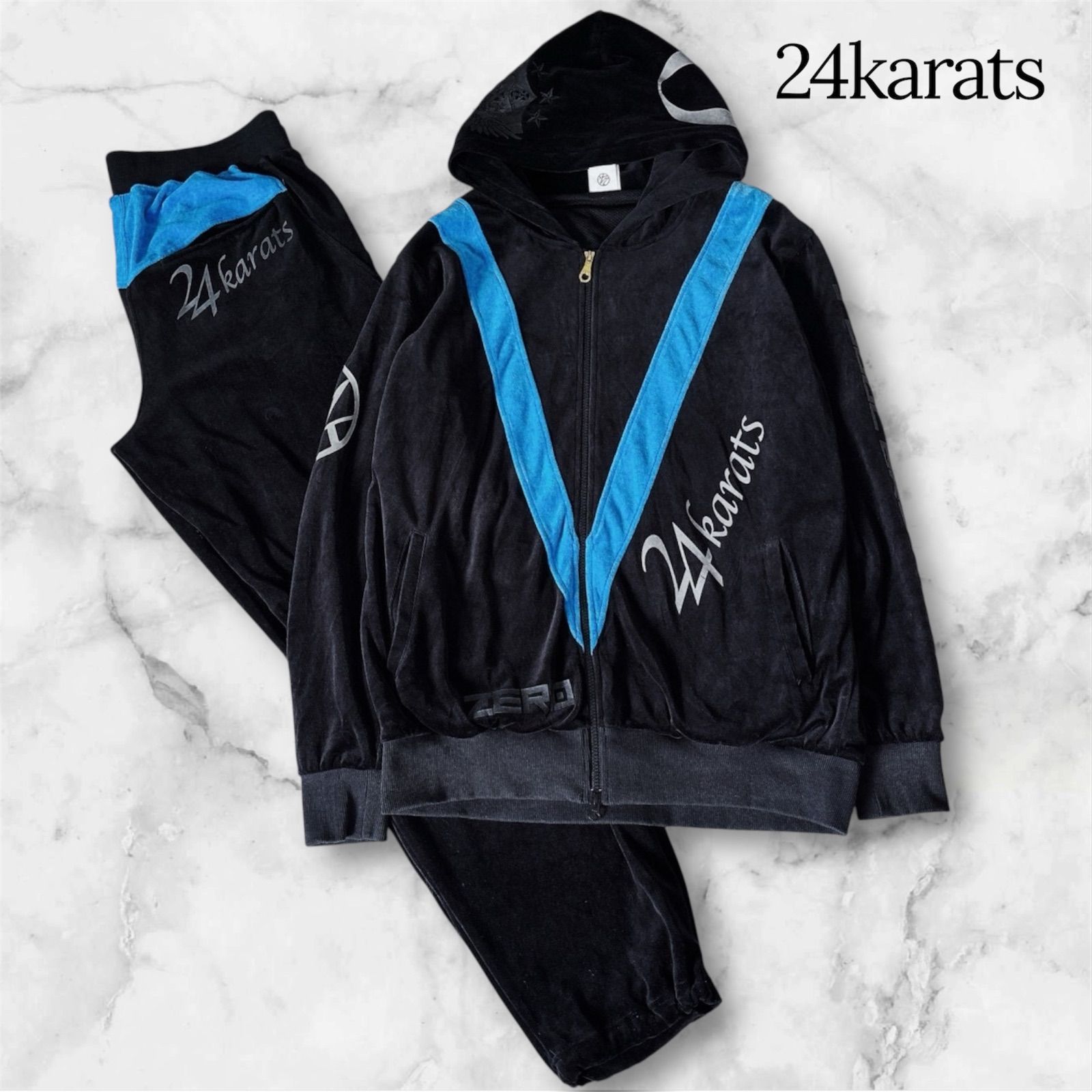 24karats STAY GOLD ZERO ベロア セットアップ ジャージ 上下 刺繍
