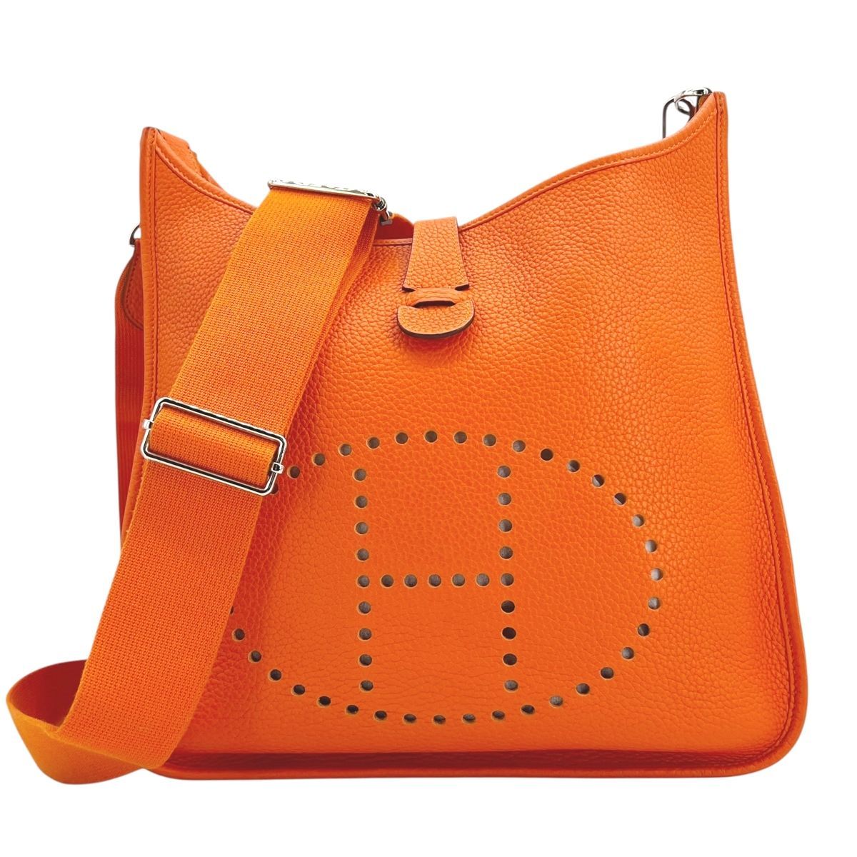 HERMES エルメス エブリン3 GM トリヨン オレンジ SV金具 ショルダーバッグ レザー Hロゴ ▢R 2014年 メンズ レディース HO
