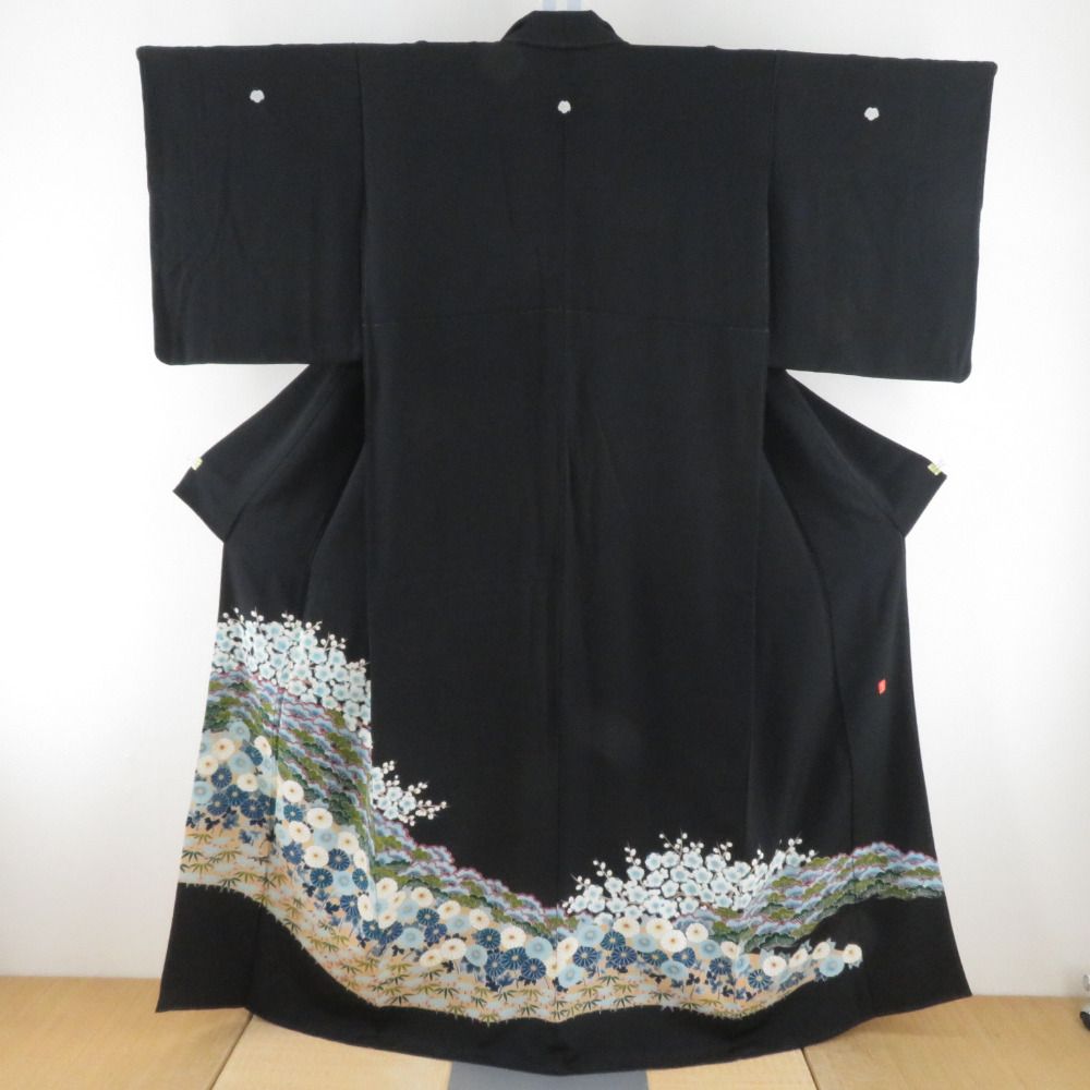 黒留袖 松竹梅に菊文様 蔦紋 正絹 落款入り 比翼 袷 広衿 礼装着物