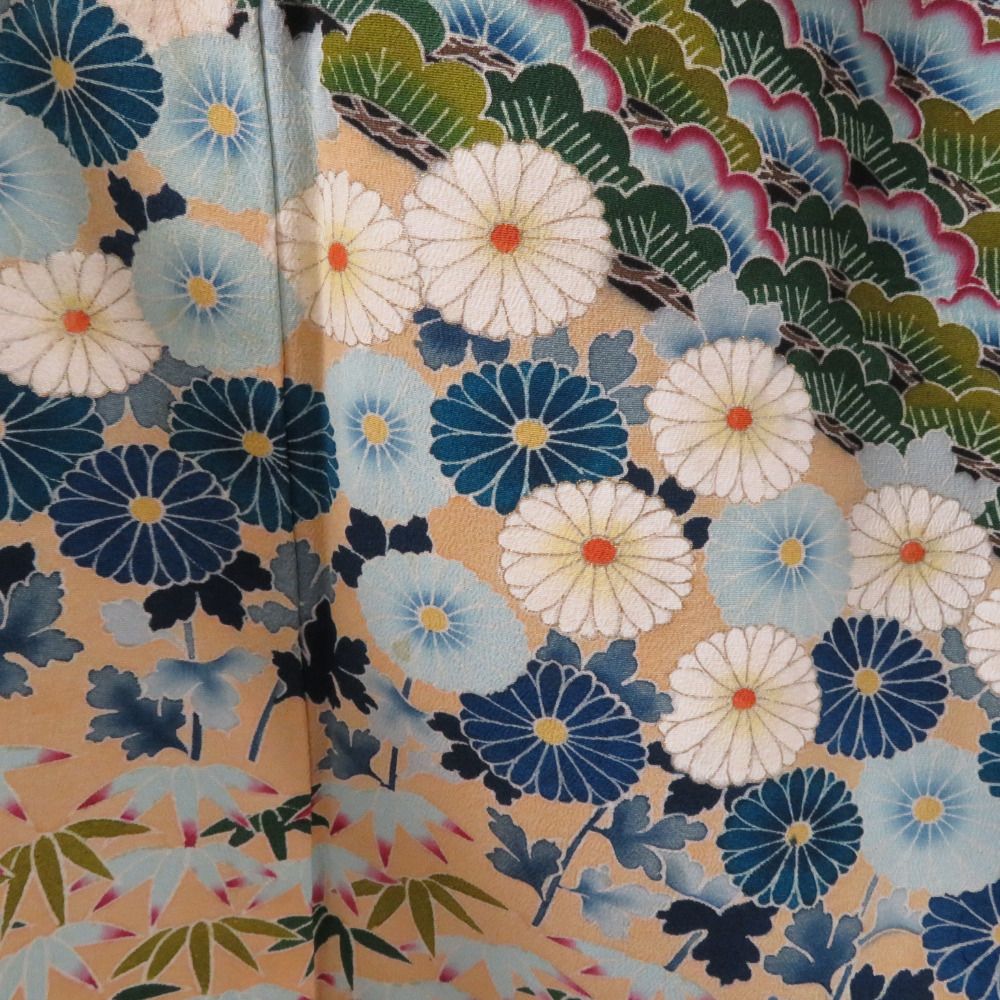 黒留袖 松竹梅に菊文様 蔦紋 正絹 落款入り 比翼 袷 広衿 礼装着物