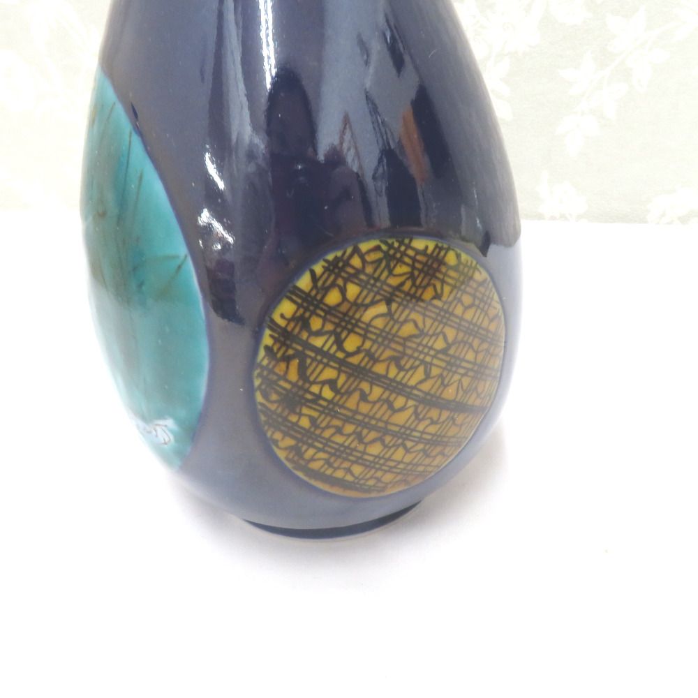 九谷焼 骨董・民芸品 谷口勇 九谷勇 池心 花生 花瓶 花器 花入 水鳥 共