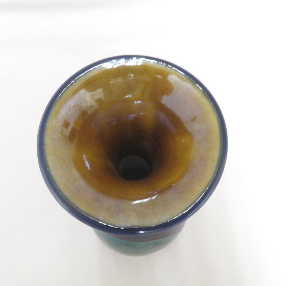 九谷焼 骨董・民芸品 谷口勇 九谷勇 池心 花生 花瓶 花器 花入 水鳥 共