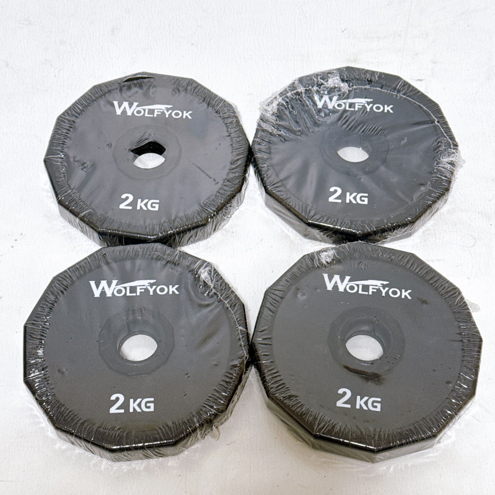 WOLFYOK ダンベルプレートセット 8枚 新品未使用】 WOLFYOK ダンベルプレート 2kg 4枚セット 計8kg 25mm径