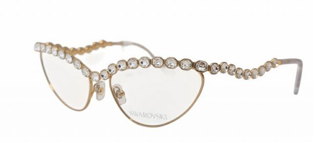 未使用 スワロフスキー メガネ　眼鏡　メガネフレーム キャットアイ めがね　キャッツアイシェイプ SK1030 クリスタル　ゴールド ストー 未使用 スワロフスキー メガネ 眼鏡 メガネフレーム キャットアイ