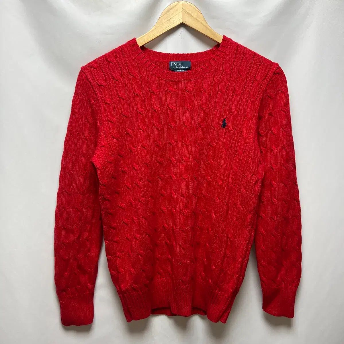 正規品/ウィメンズM ポロラルフローレン レッド ケーブル編み ケーブル