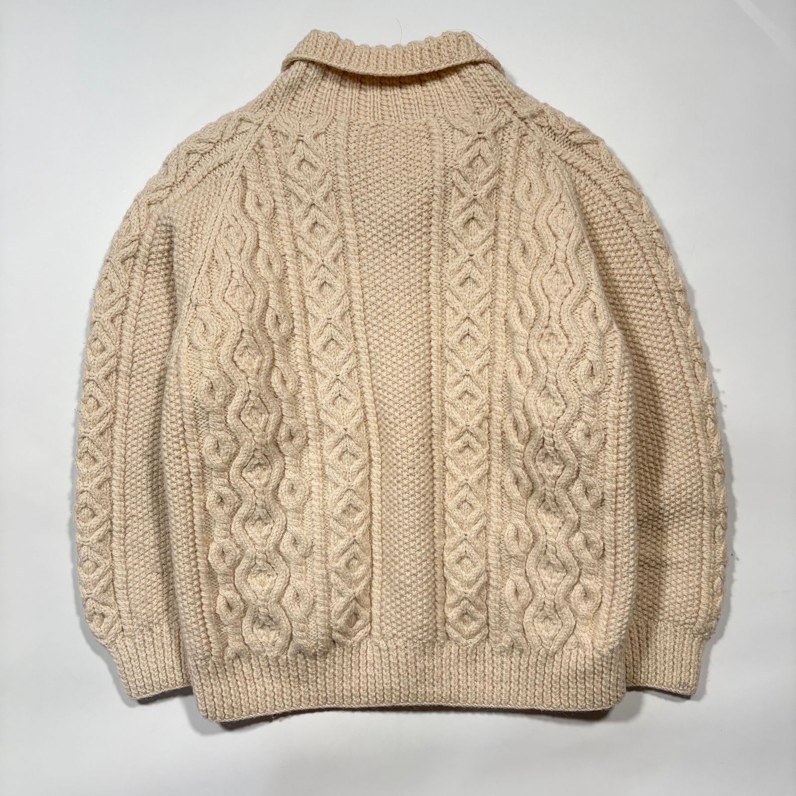 INVERALLAN インバーアラン 襟付き カーディガン 3Aニット ベージュ 