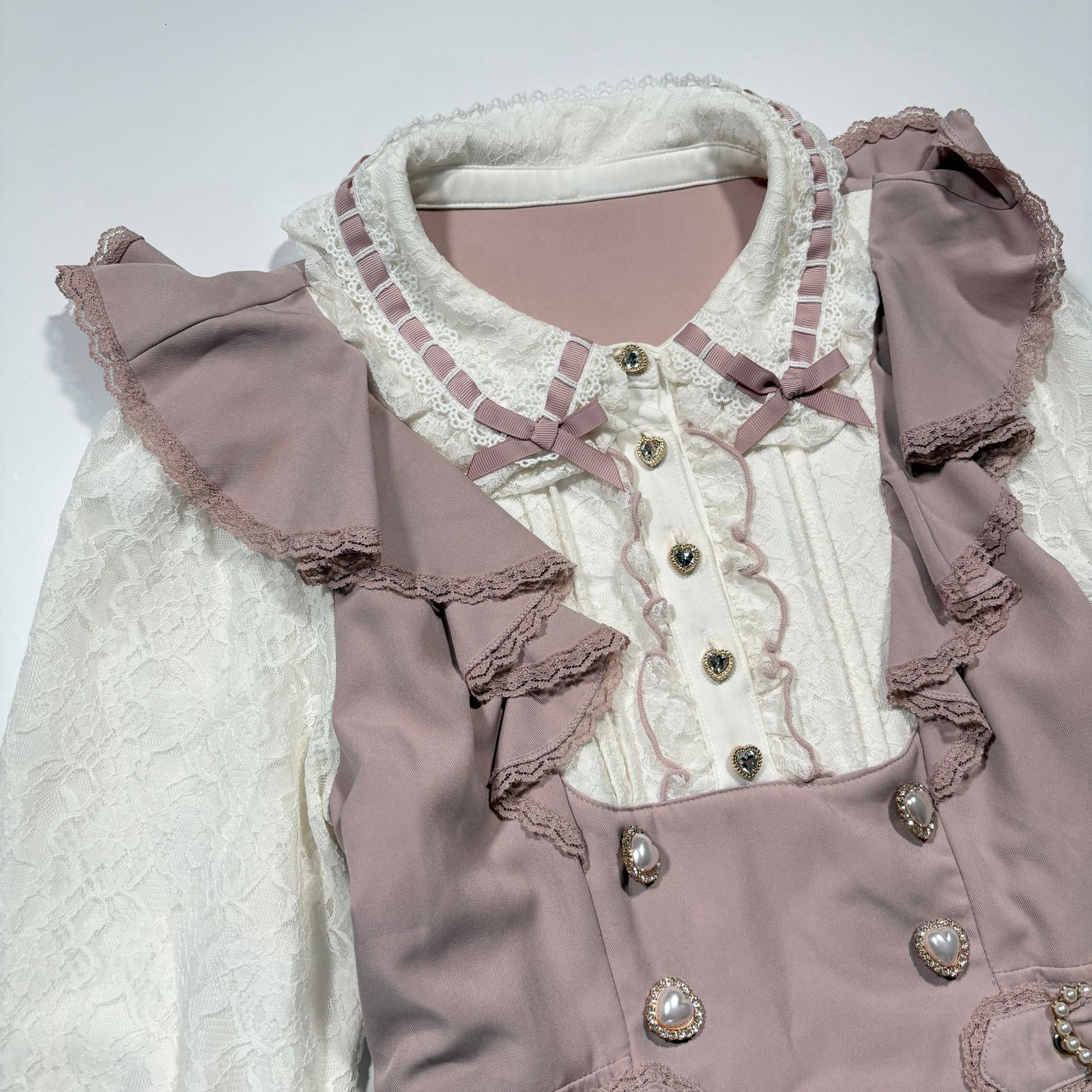 美品 LIZ LISA リズリサ ダブルハート ラッフル ワンピース ブラウス