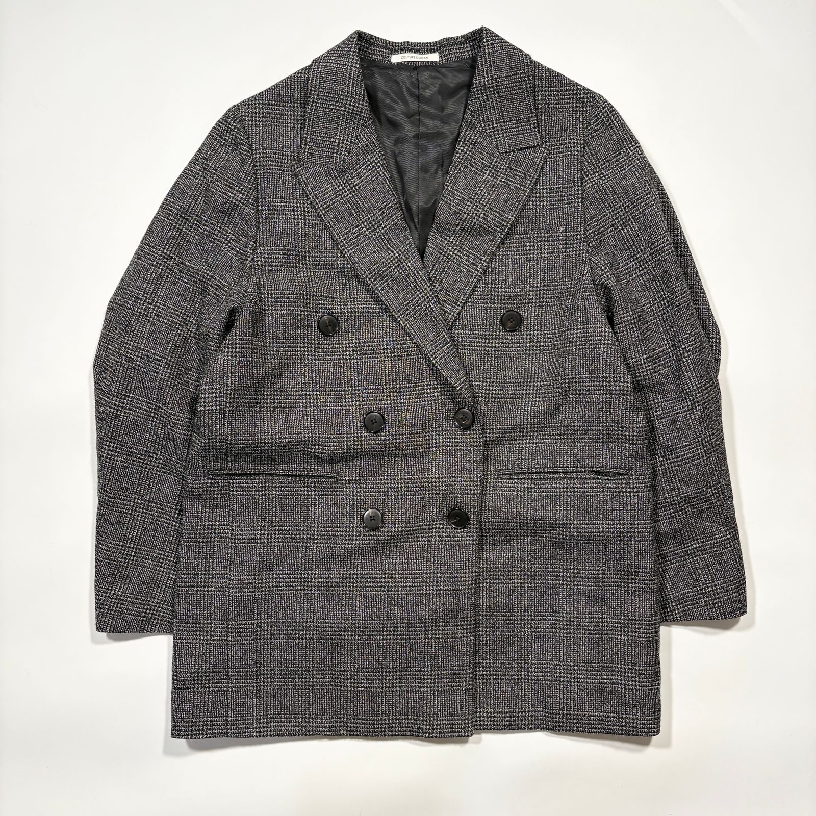 D ADAM クチュールドアダム テーラードジャケット ダブルブレスト グレンチェック ウール グレー 20 AW 38
