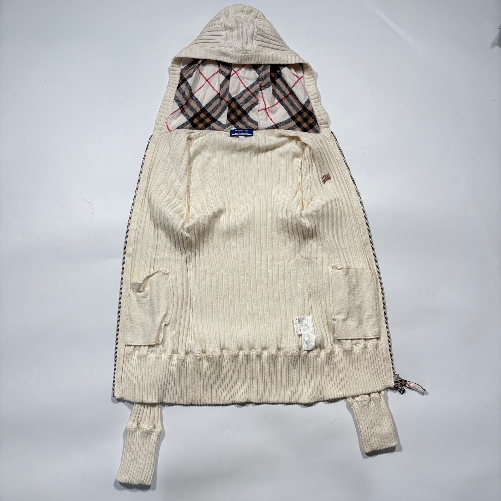 BURBERRY BLUE LABEL バーバリーブルーレーベル リブニット ジップ