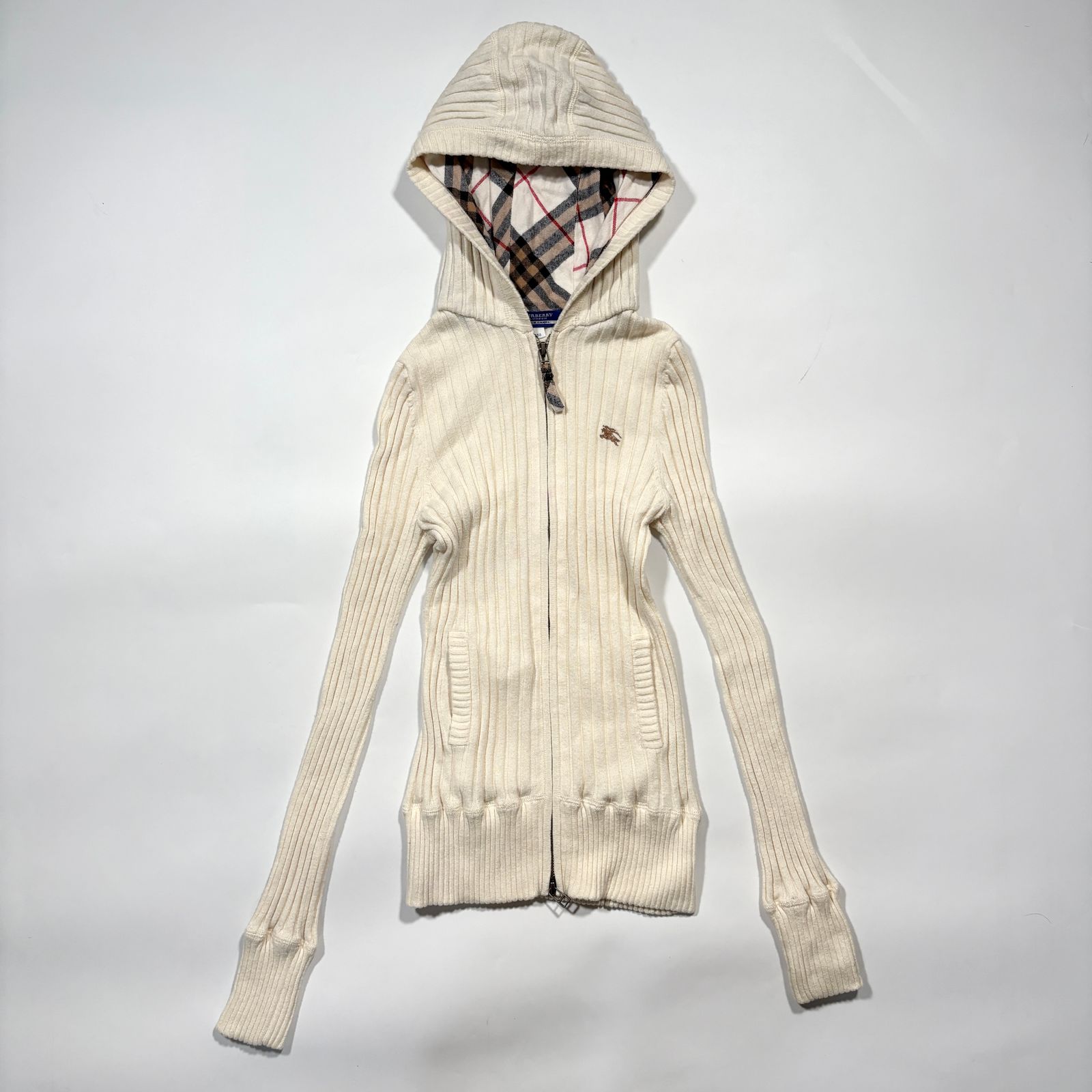 BURBERRY BLUE LABEL バーバリーブルーレーベル リブニット ジップ