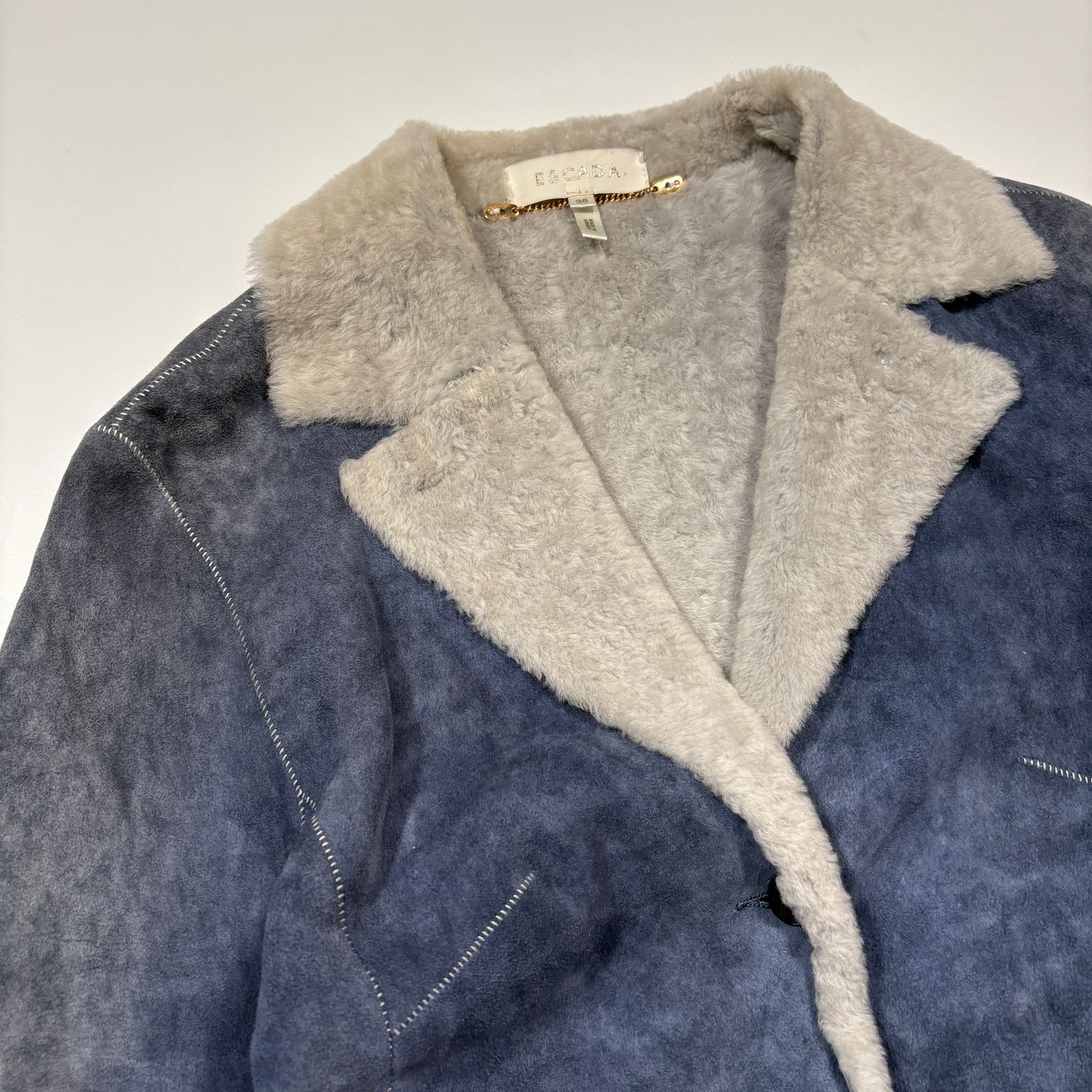 ESCADA エスカーダ ラムスキンムートンコート 希少カラー ブルーグレー