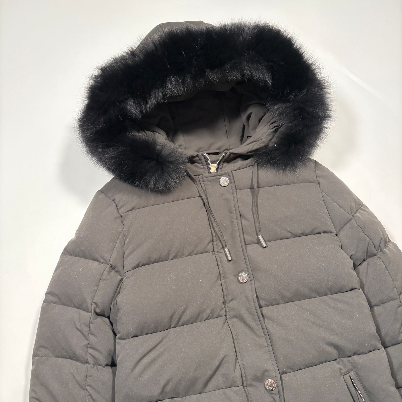 美品】La MODE ロングダウンコート リアルファー ダークグレー 40（L 