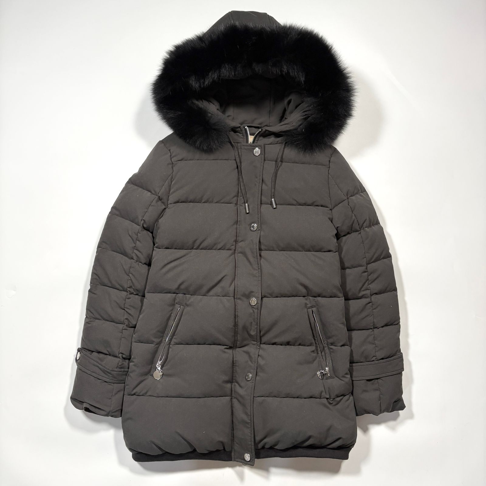 美品】La MODE ロングダウンコート リアルファー ダークグレー 40（L