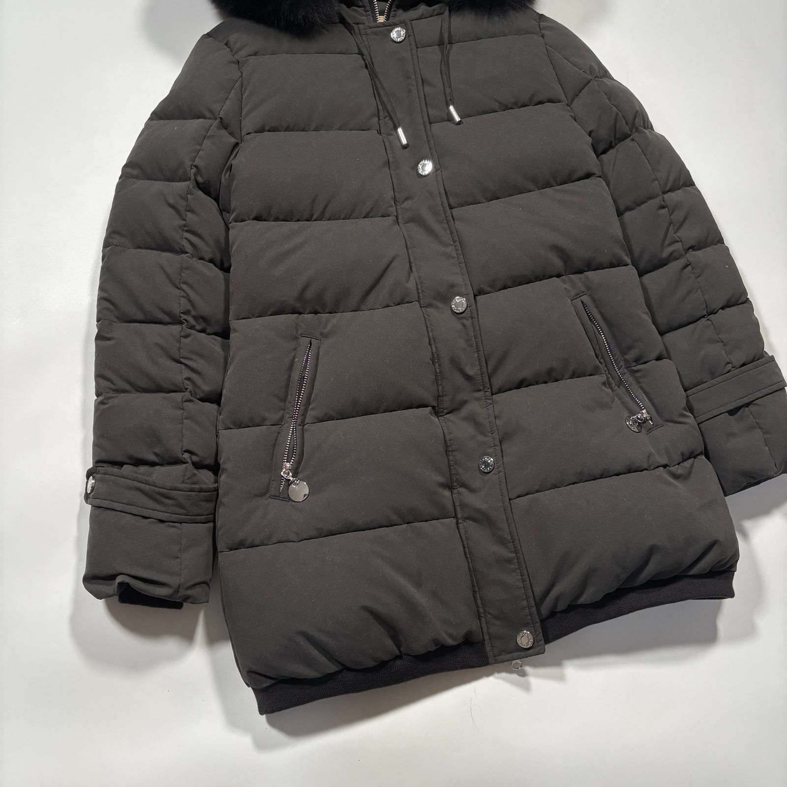 美品】La MODE ロングダウンコート リアルファー ダークグレー 40（L 
