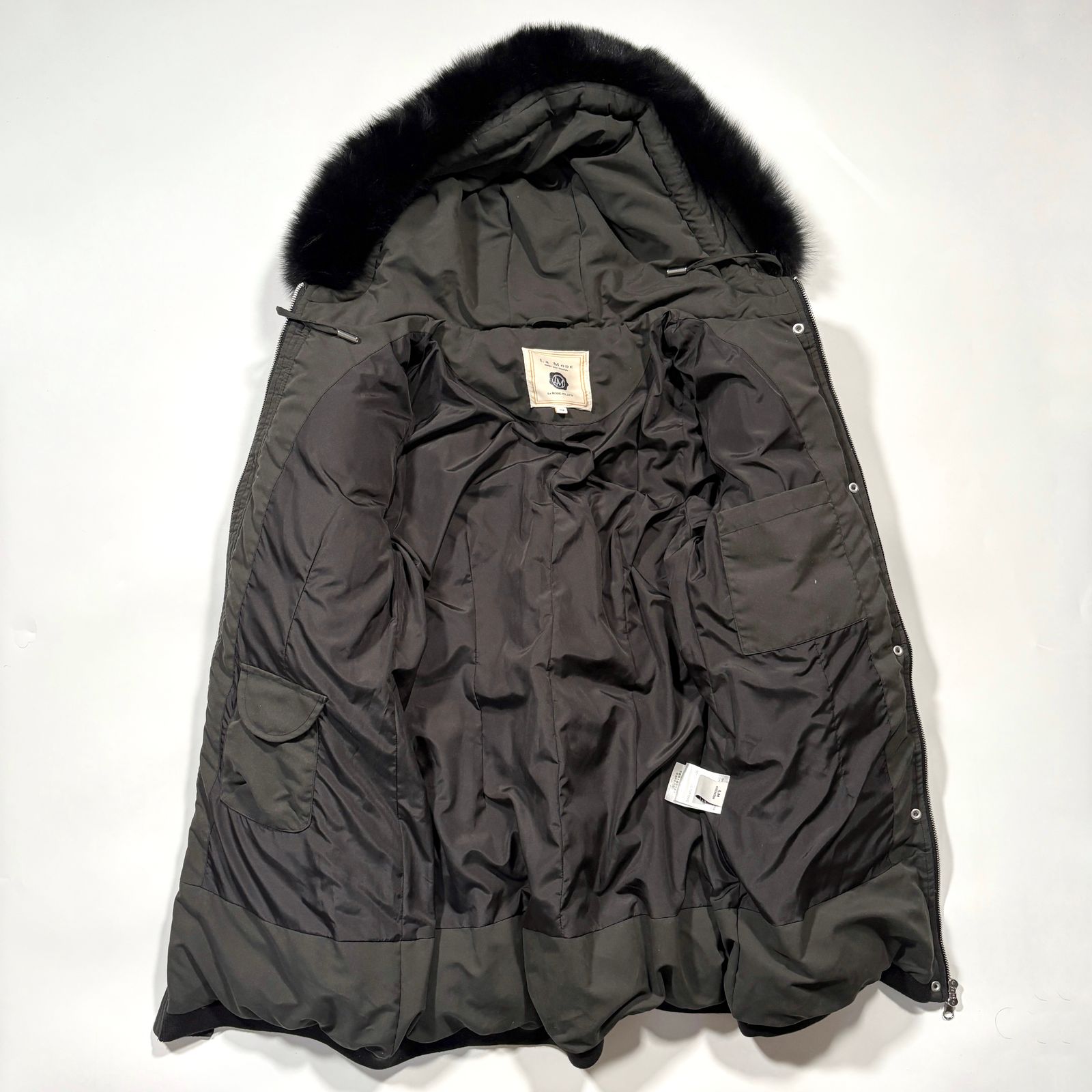 美品】La MODE ロングダウンコート リアルファー ダークグレー 40（L 