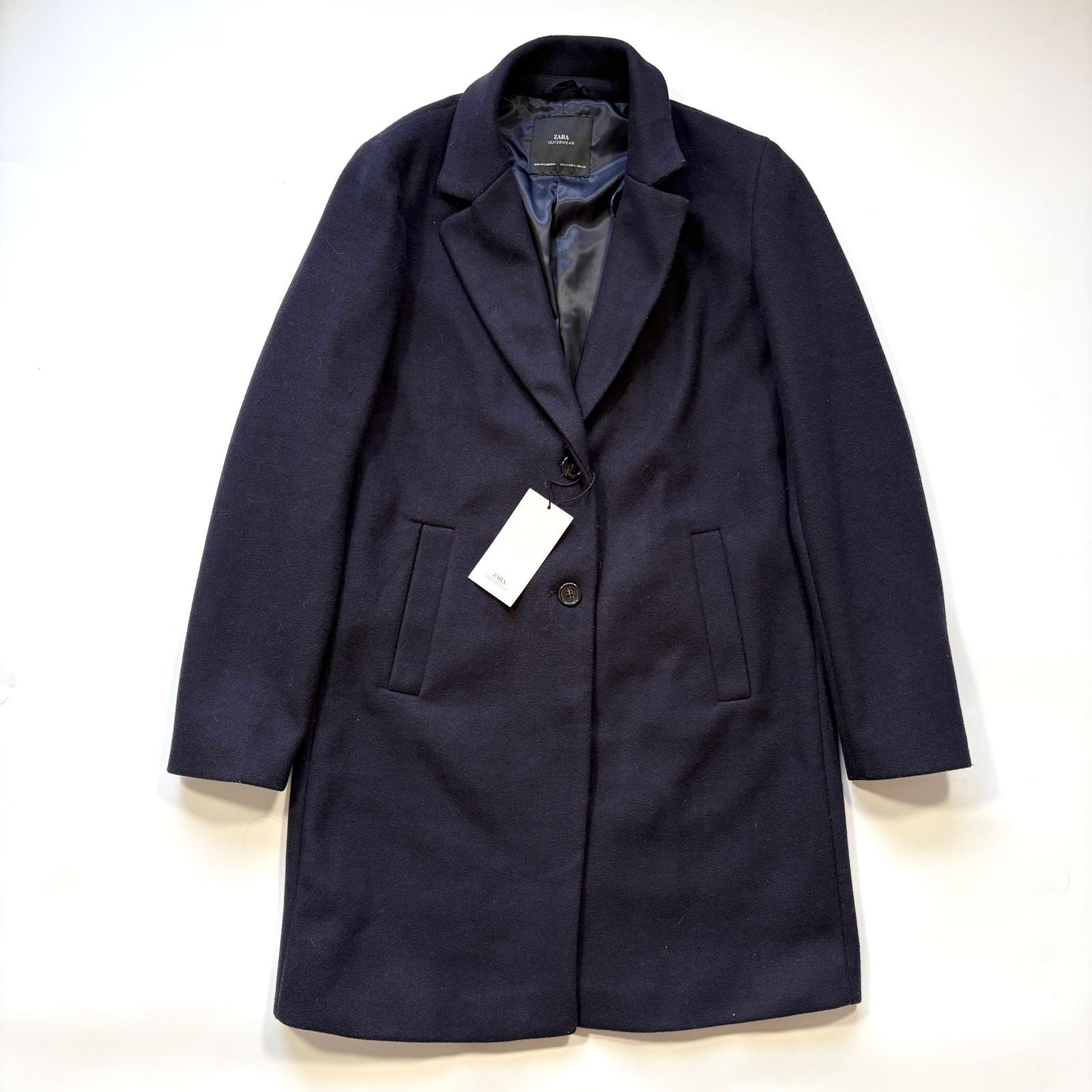 新品タグ付】希少サイズS ZARA チェスターコート ネイビー - メルカリ