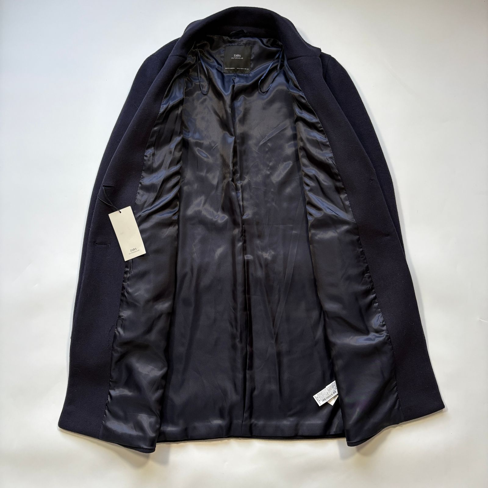 ★ザラ チェスターコート サイズS ダークネイビー メンズ タグ付 新品未使用 新品タグ付】希少サイズS ZARA チェスターコート ネイビー - メルカリ
