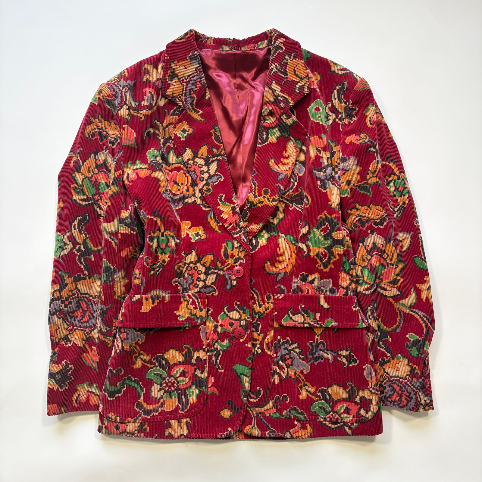 KENZO PARIS ケンゾーコーデュロイ花柄ジャケット レトロ 総柄 M