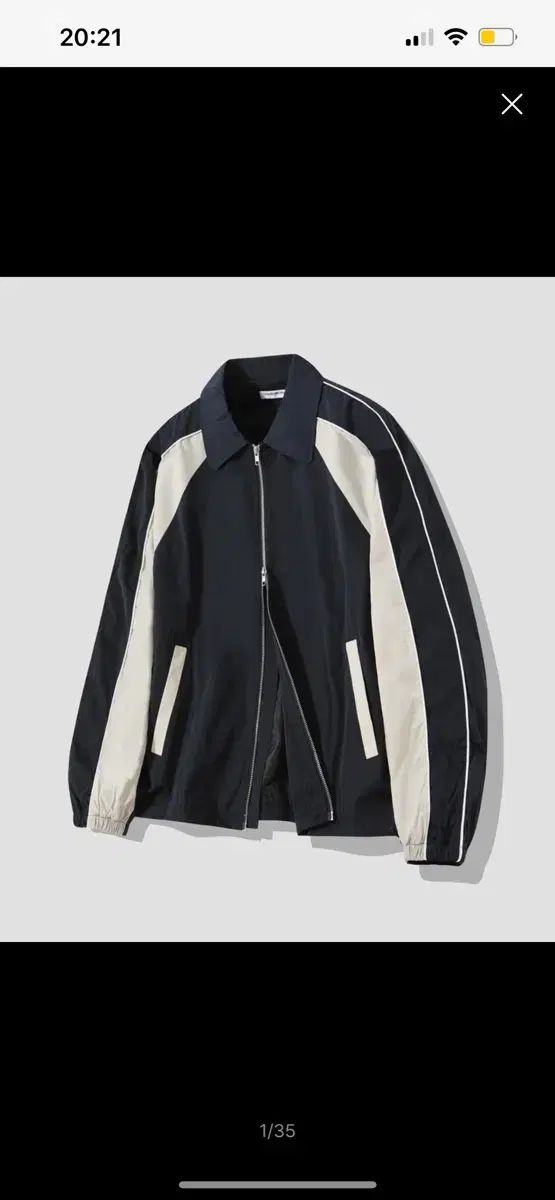 スロー レコード ハウス パイピング ナイロン ジャケット ネイビー