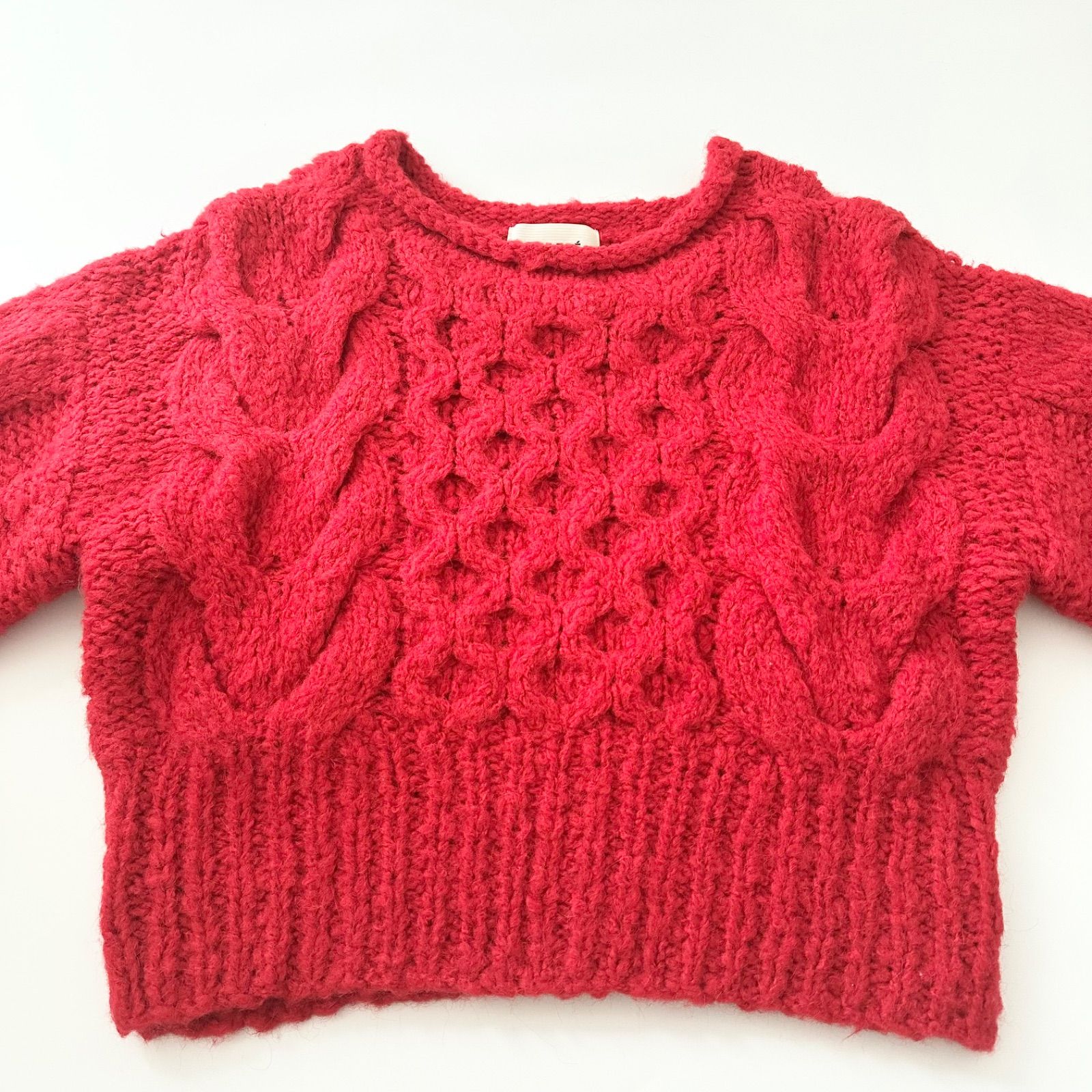 THE TOE NÎMES ハンドメイド ケーブルニット レッド アルパカ混