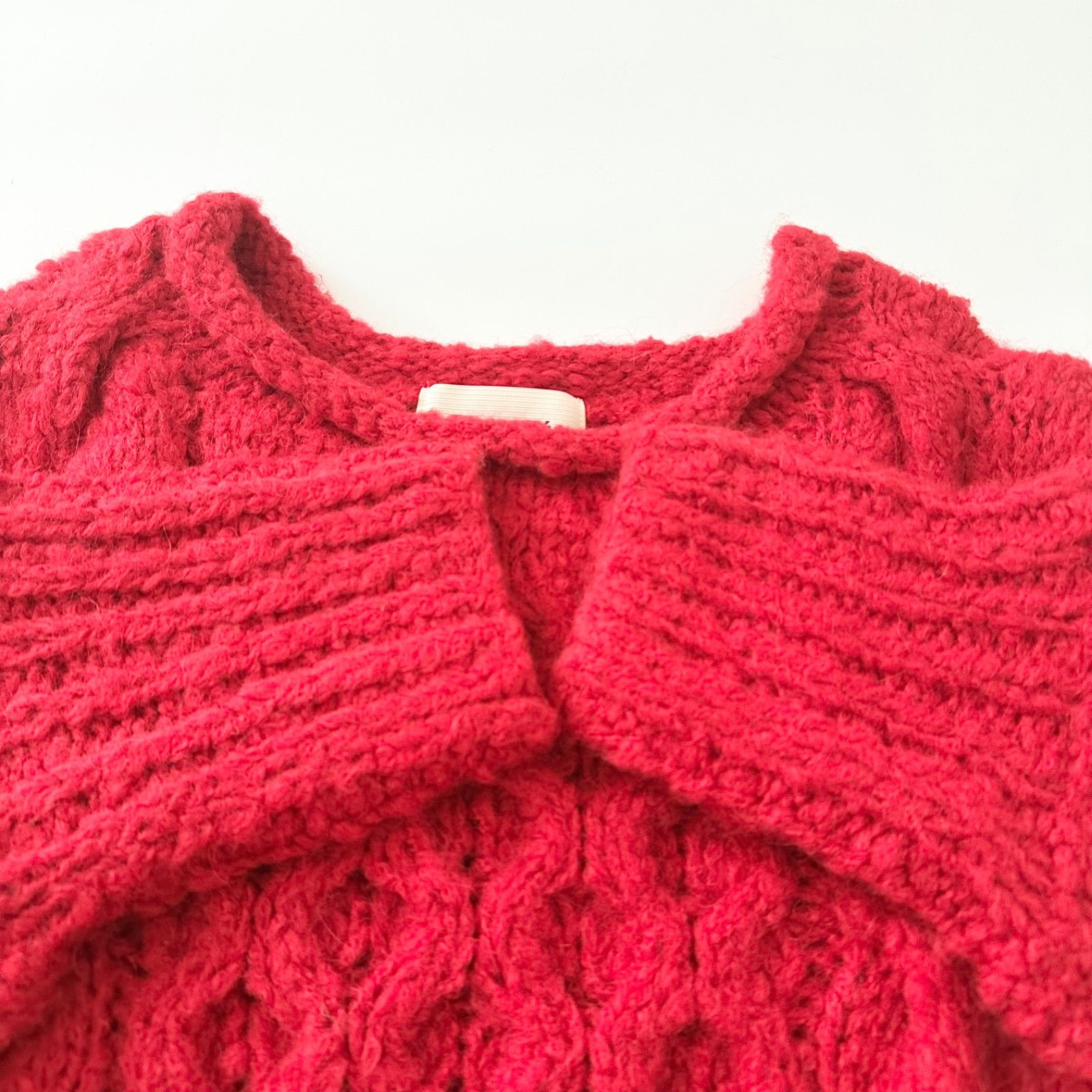 THE TOE NÎMES ハンドメイド ケーブルニット レッド アルパカ混