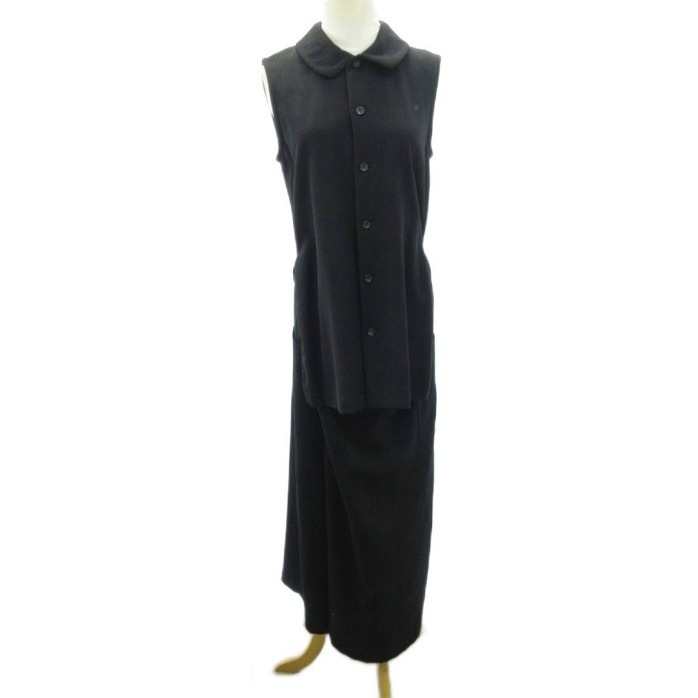 ローブドシャンブル robe de chambre 90 s ドッキング ワンピース ロング ウール 黒 ブラック Ｆ フリーサイズ RA-010010