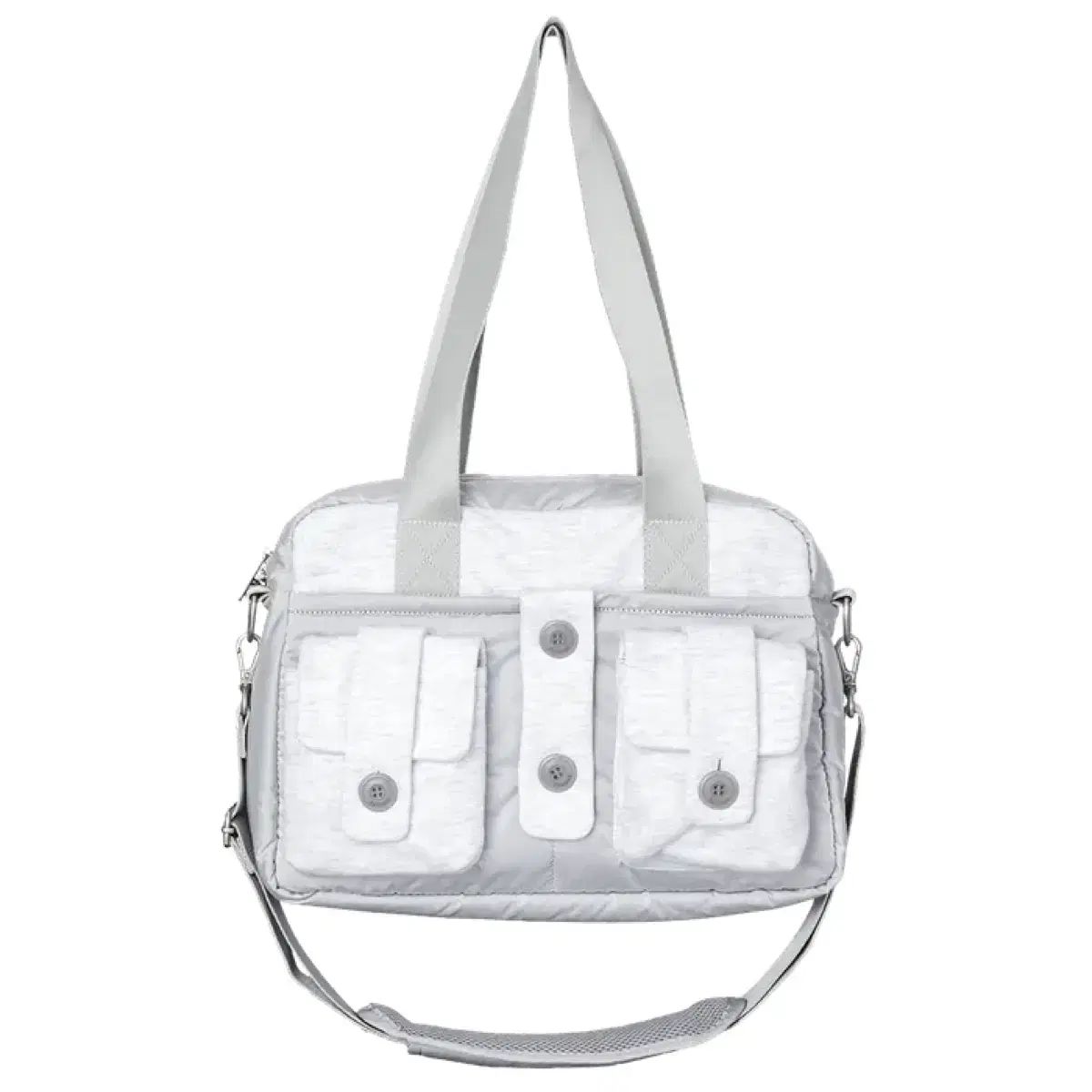 파히島 旧テン スダンス ボタン ポケット バッグ クロスバック 白 グレー