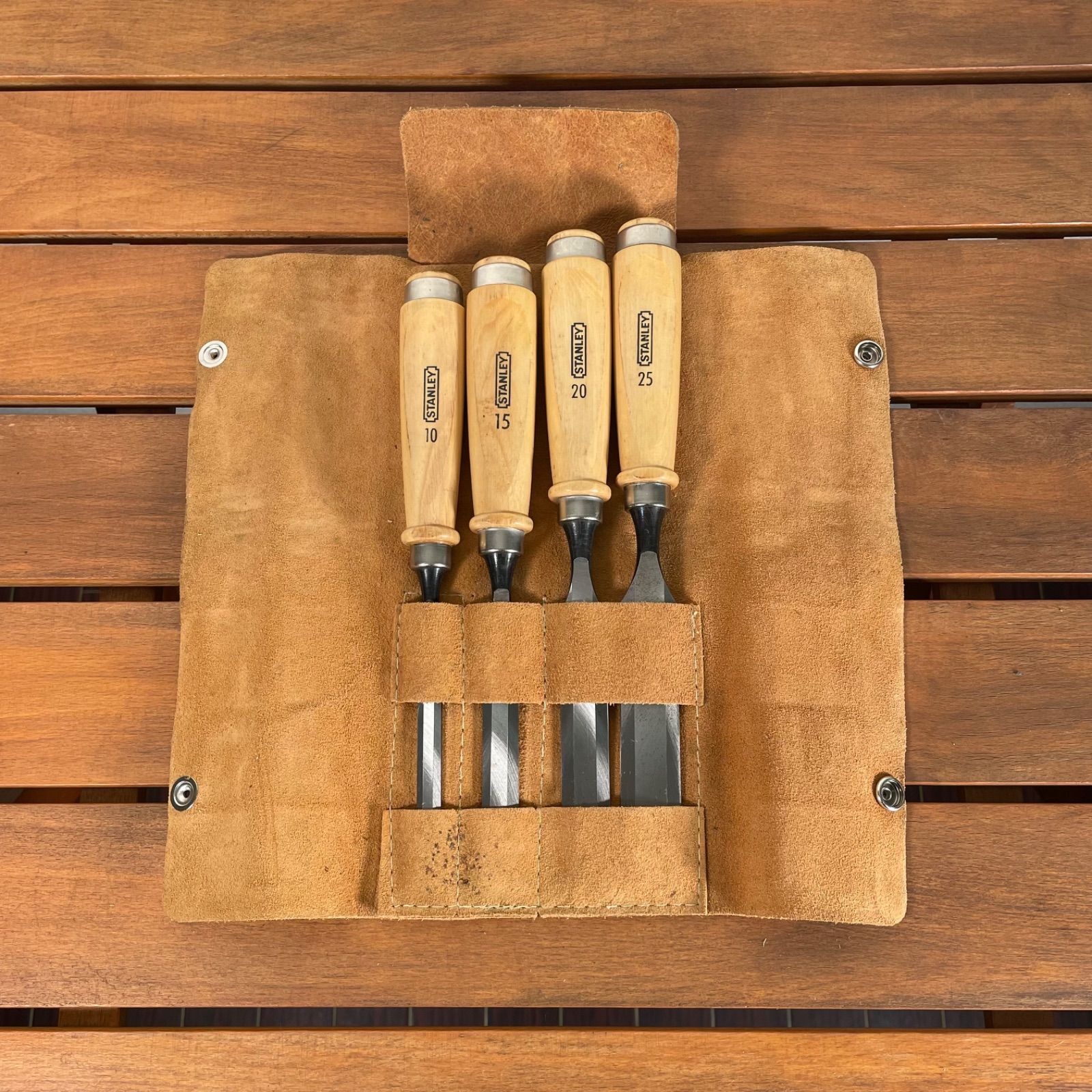 STANLEY ノミ 4本セット レザーカバー付き スタンレー チゼル 工具 のみ DIY ハンドツール