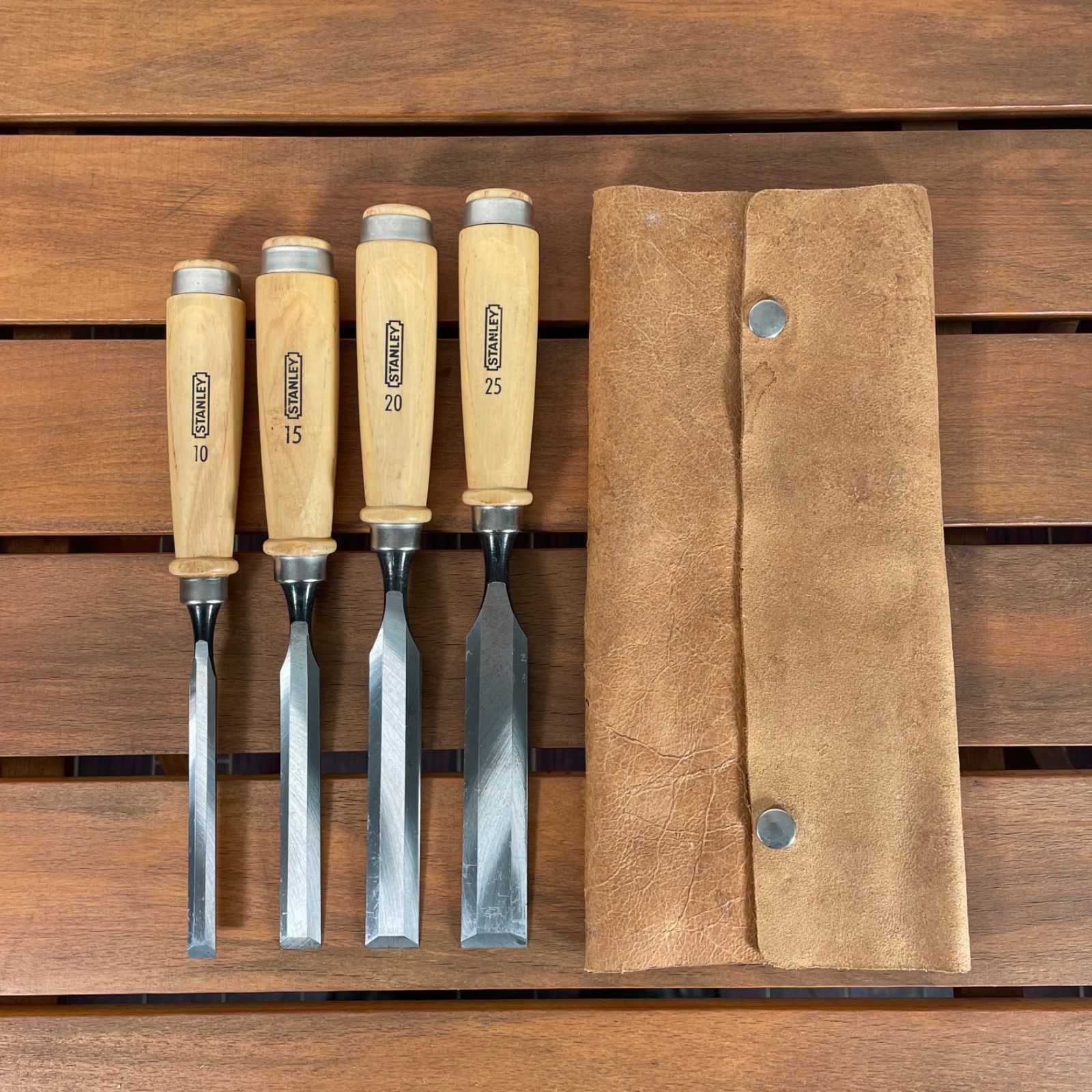 STANLEY ノミ 4本セット レザーカバー付き スタンレー チゼル 工具 のみ DIY ハンドツール