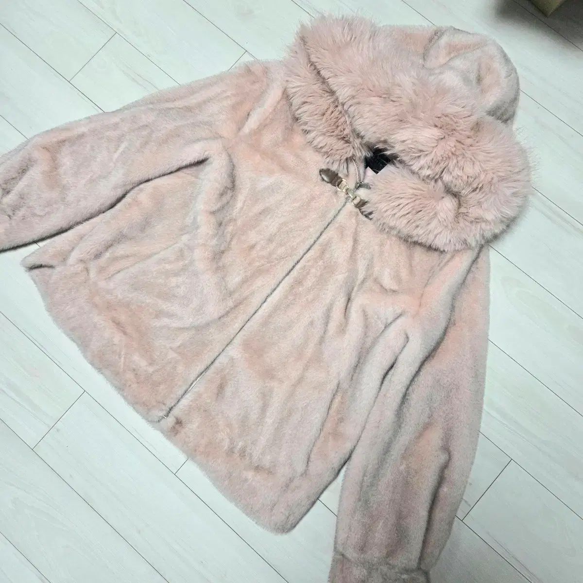 ルナコアUS ピンク ファー フード ジャケット large