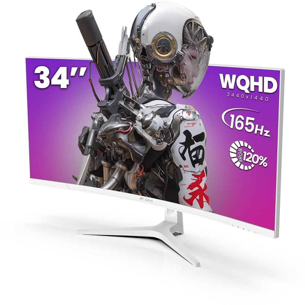 外箱段ボールにキズ 中身は です CRUA 湾曲 ゲーミング モニター 34インチ 165 Hz 21 9 ホワイト