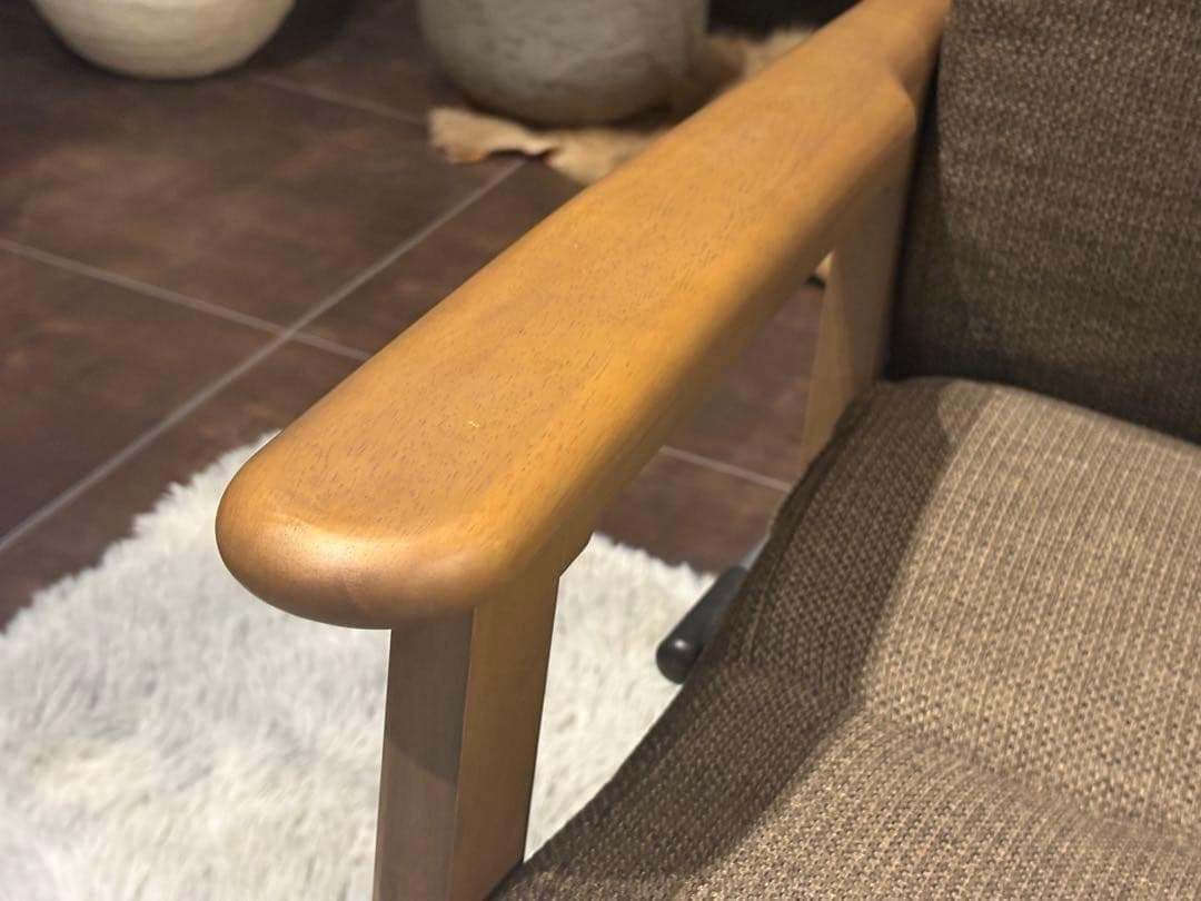 シンプル ブラウン ソファ 一人用 アームソファ キャスター付 2脚