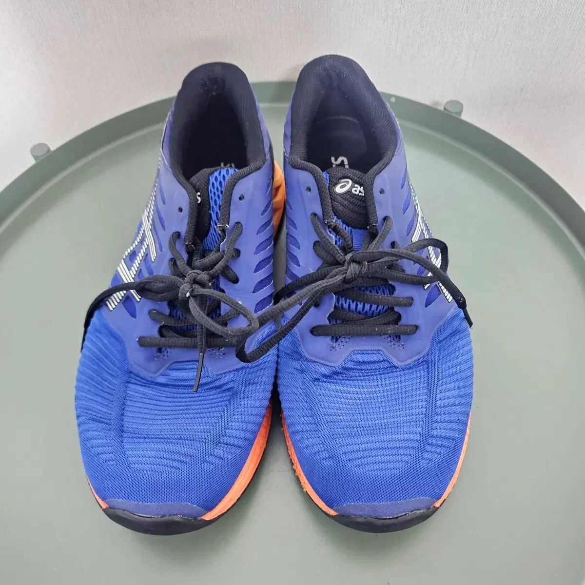 265アシックス fuzeX ランニングシューズ 青/オレンジ - メルカリ