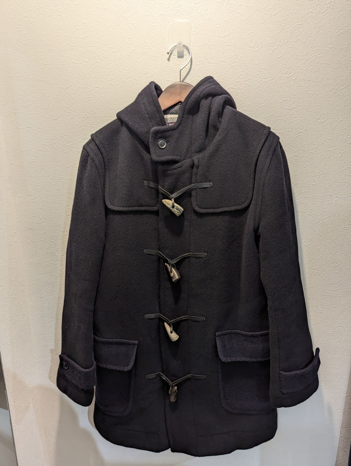 SHIPS × LONDON Tradition シップス ダッフルコート ウールコート ネイビー イギリス製 Mサイズ フード付き